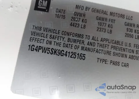 2016 Buick Verano Sport Touring Group from USA, damaged, VIN 1G4PW5SK9G4125165